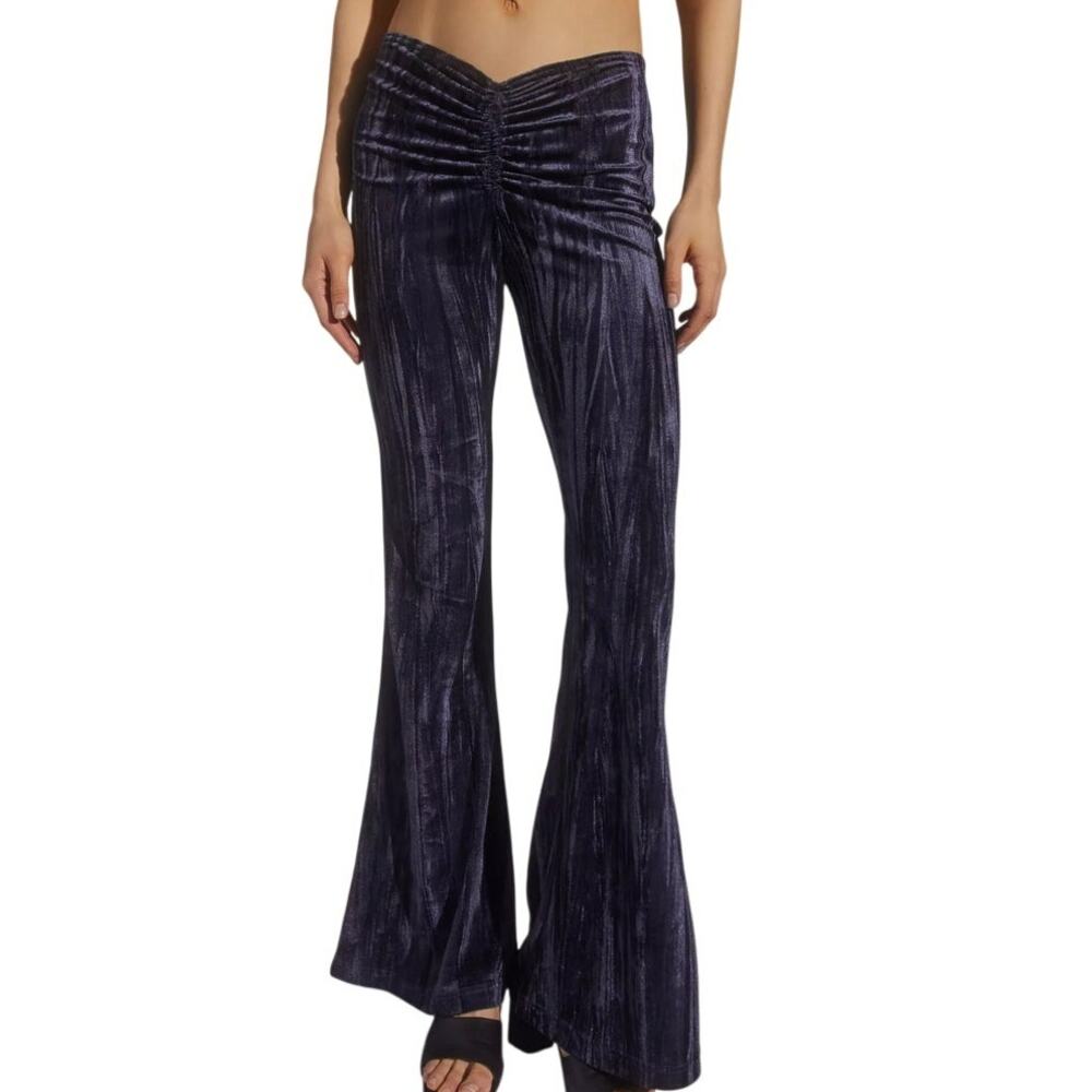 Urban Outfitters UO Apolonia Velvet Flare Pant Gray Size Medium Bell Bottom 70s